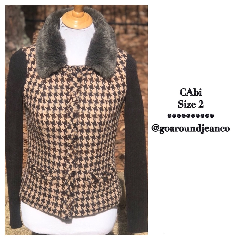 CAbi Fur Collar Houndstooth 978 Mixer Jacket 2